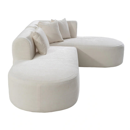 107.5 Polyester Curved Corner Sectional Sofa with Wide Stitching