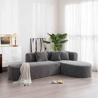 107.5 Polyester Curved Corner Sectional Sofa with Wide Stitching