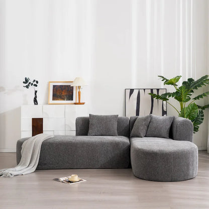 107.5 Polyester Curved Corner Sectional Sofa with Wide Stitching