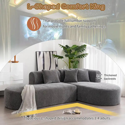 107.5 Polyester Curved Corner Sectional Sofa with Wide Stitching