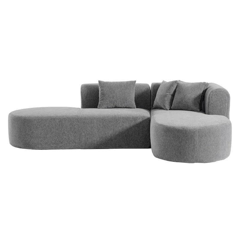 107.5 Polyester Curved Corner Sectional Sofa with Wide Stitching