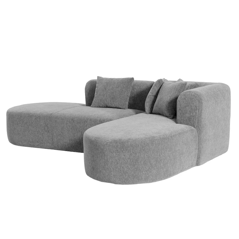 107.5 Polyester Curved Corner Sectional Sofa with Wide Stitching