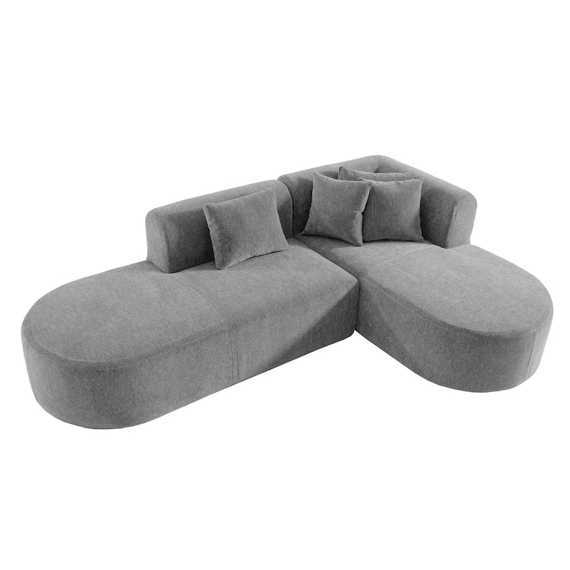 107.5 Polyester Curved Corner Sectional Sofa with Wide Stitching