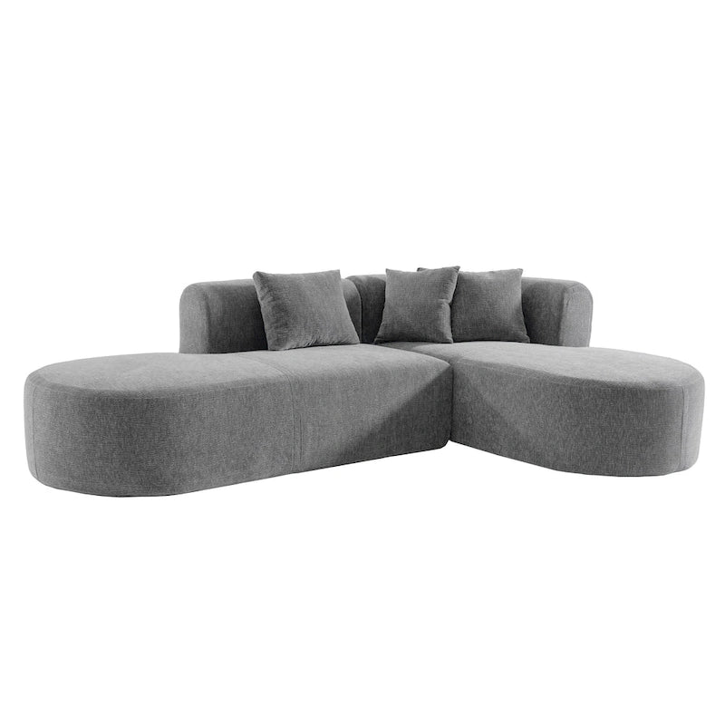 107.5 Polyester Curved Corner Sectional Sofa with Wide Stitching