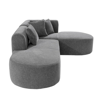 107.5 Polyester Curved Corner Sectional Sofa with Wide Stitching