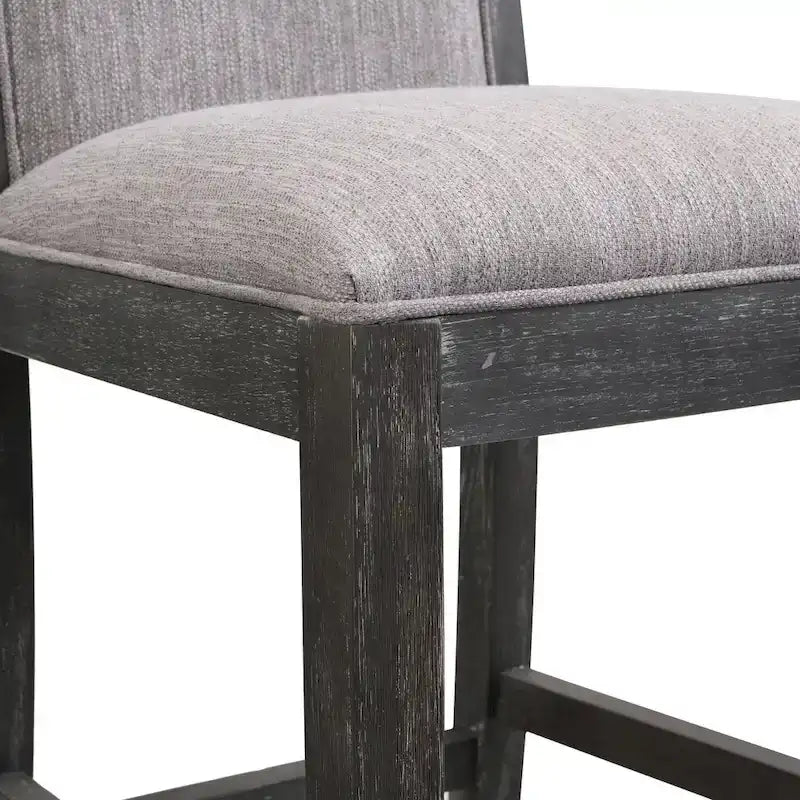 30.5 H Bar Stools Set of 2, Rubberwood Frame, Fabric Upholstered Bar Stools, Vintage Kitchen Island Stool Without Arms