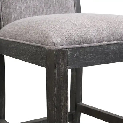 30.5 H Bar Stools Set of 2, Rubberwood Frame, Fabric Upholstered Bar Stools, Vintage Kitchen Island Stool Without Arms