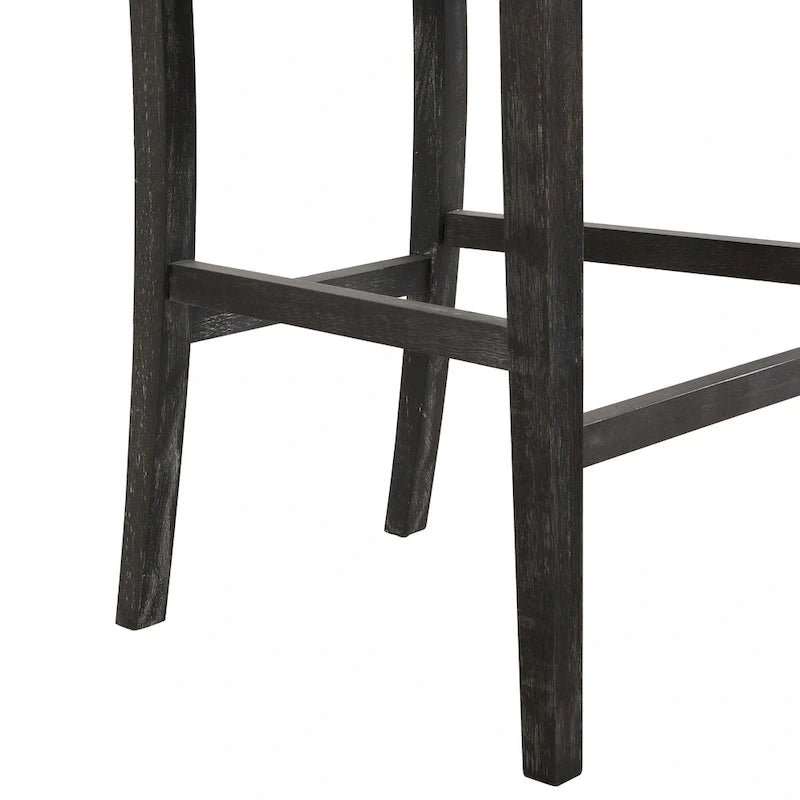 30.5 H Bar Stools Set of 2, Rubberwood Frame, Fabric Upholstered Bar Stools, Vintage Kitchen Island Stool Without Arms