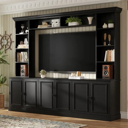 4-Piece Wall Unit Entertainment Center Set with Bookshelf , Versatile TV Stand with Adjustable Shelf, Media Console with Bridge