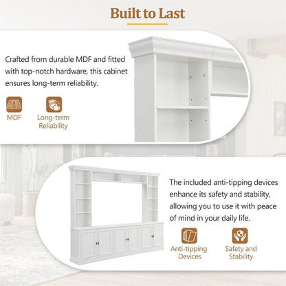 4-Piece Wall Unit Entertainment Center Set with Bookshelf , Versatile TV Stand with Adjustable Shelf, Media Console with Bridge