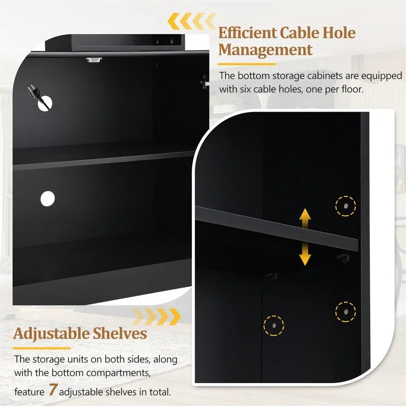 4-Piece Wall Unit Entertainment Center Set with Bookshelf , Versatile TV Stand with Adjustable Shelf, Media Console with Bridge