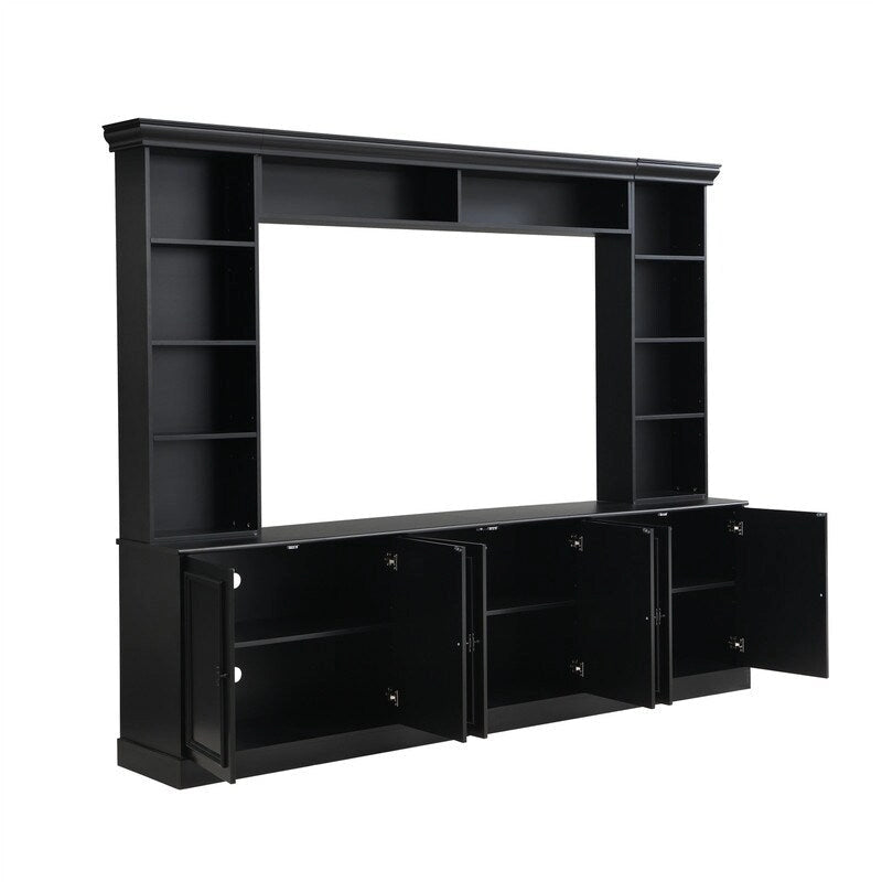4-Piece Wall Unit Entertainment Center Set with Bookshelf , Versatile TV Stand with Adjustable Shelf, Media Console with Bridge