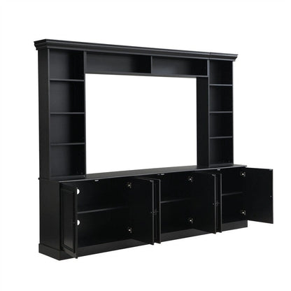 4-Piece Wall Unit Entertainment Center Set with Bookshelf , Versatile TV Stand with Adjustable Shelf, Media Console with Bridge