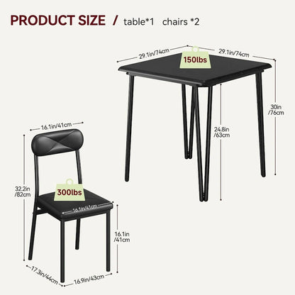 Dining Table for 2, Small Table and Chairs Set of 2
