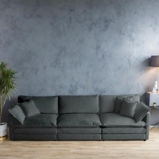 111.5 Chenille 4-Seater Sofa with Customizable Configurations and Premium Comfort