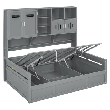 All-in-one Bookcase Captains Daybed with Hydraulic Storage Bed