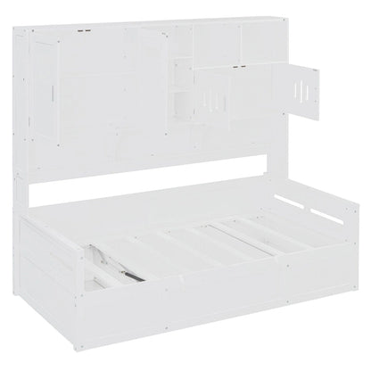 All-in-one Bookcase Captains Daybed with Hydraulic Storage Bed