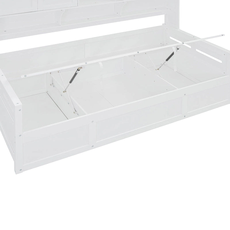 All-in-one Bookcase Captains Daybed with Hydraulic Storage Bed