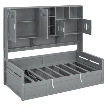 All-in-one Bookcase Captains Daybed with Hydraulic Storage Bed