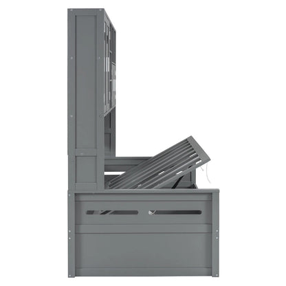 All-in-one Bookcase Captains Daybed with Hydraulic Storage Bed