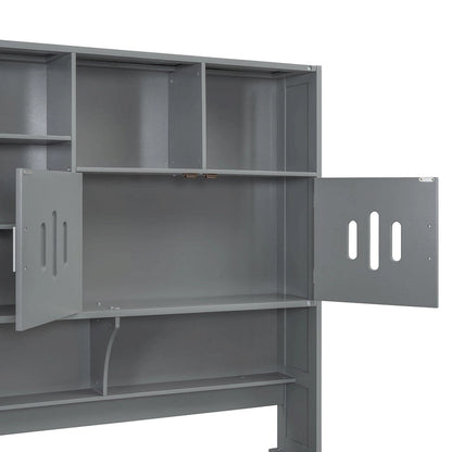 All-in-one Bookcase Captains Daybed with Hydraulic Storage Bed