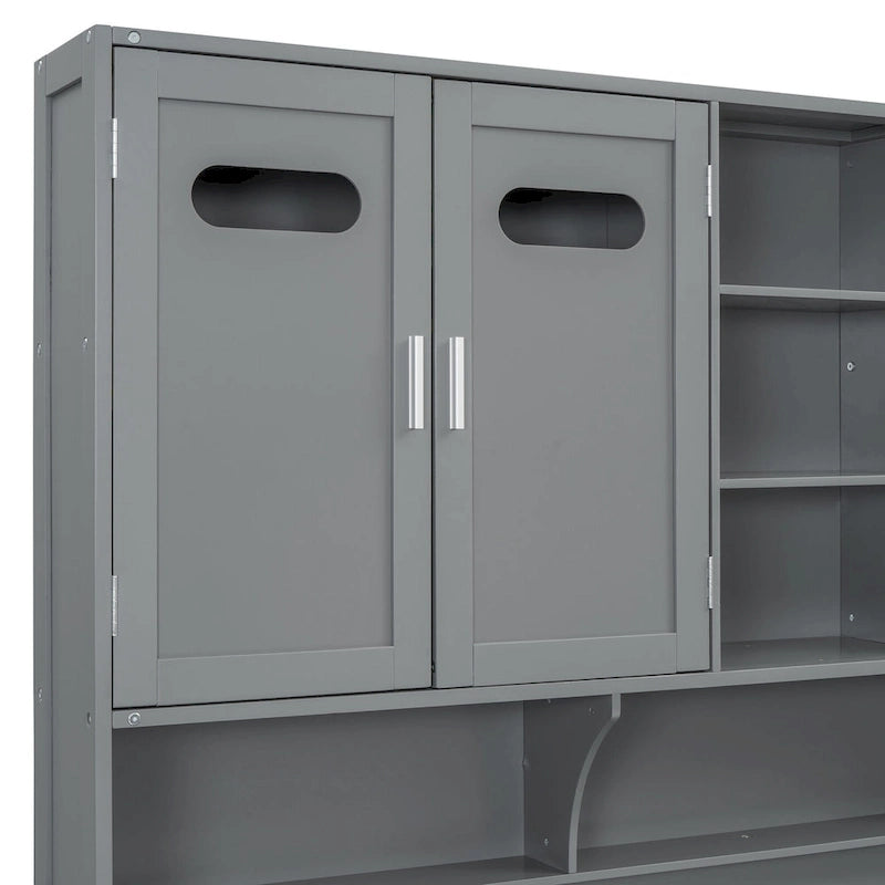 All-in-one Bookcase Captains Daybed with Hydraulic Storage Bed