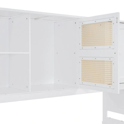 Large Bookcase Daybed Wooden Bed with Trundle and Top Storage Cabinet