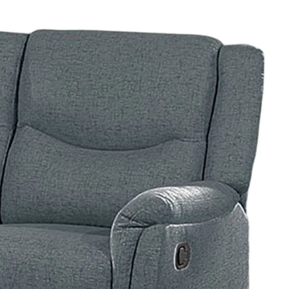 Ammy Manual Recliner Loveseat, 53in Solid Wood, Dark Gray Faux Burlap