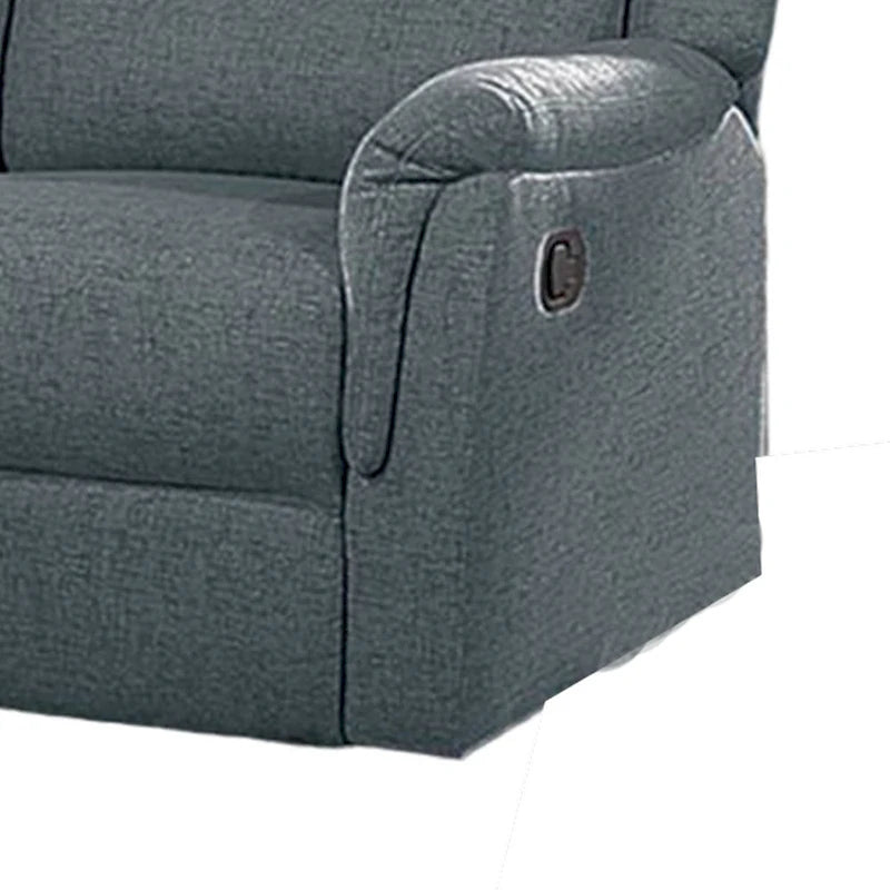 Ammy Manual Recliner Loveseat, 53in Solid Wood, Dark Gray Faux Burlap