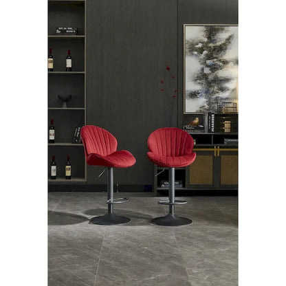 Adjustable Swivel Bar Stools Set of 2, Counter Height Bar Chairs with Back, Velvet Armless Dining Chair with Footrest