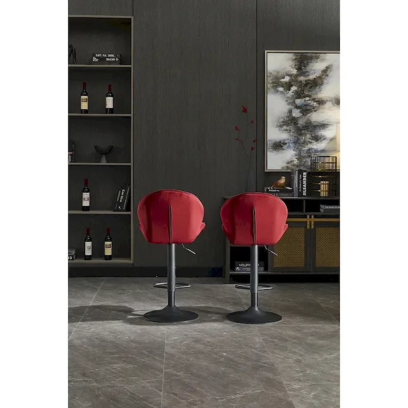 Adjustable Swivel Bar Stools Set of 2, Counter Height Bar Chairs with Back, Velvet Armless Dining Chair with Footrest