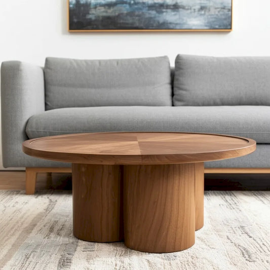 HomeRoots 39 Natural Solid Wood Round Pedestal Coffee Table - 39.25' X '16.5' X '39.25