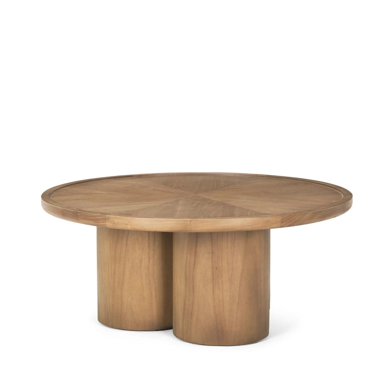 HomeRoots 39 Natural Solid Wood Round Pedestal Coffee Table - 39.25' X '16.5' X '39.25