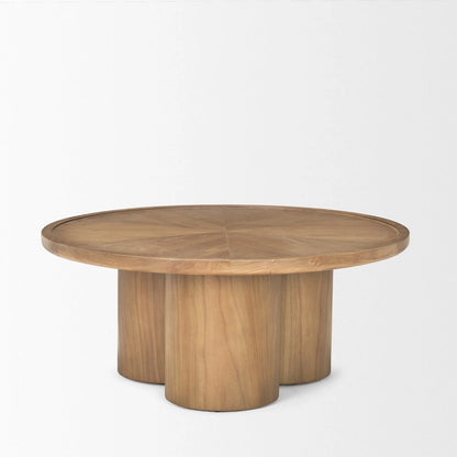 HomeRoots 39 Natural Solid Wood Round Pedestal Coffee Table - 39.25' X '16.5' X '39.25
