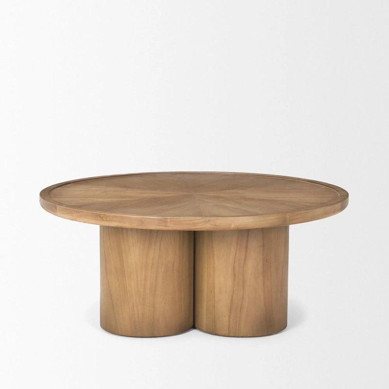 HomeRoots 39 Natural Solid Wood Round Pedestal Coffee Table - 39.25' X '16.5' X '39.25