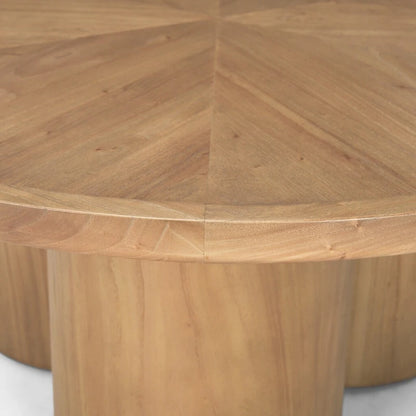 HomeRoots 39 Natural Solid Wood Round Pedestal Coffee Table - 39.25' X '16.5' X '39.25