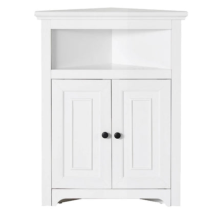 Corner Cabinet 32 with 2 Doors and Adjustable Shelves for Home Storage - 25.4 x 12.8 x 33.3 in