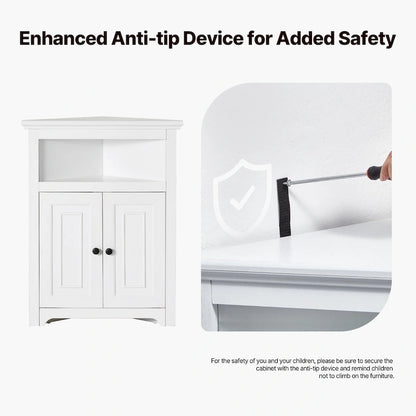 Corner Cabinet 32 with 2 Doors and Adjustable Shelves for Home Storage - 25.4 x 12.8 x 33.3 in