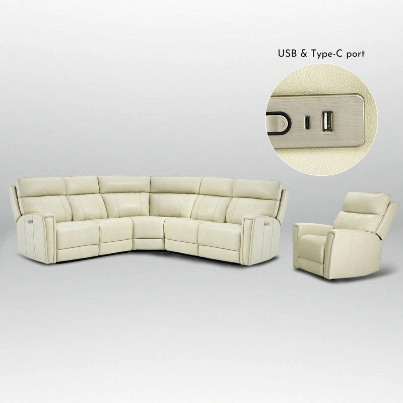 104 W Genuine Leather Power Sectional with Recliner Sofa Set with 3 Colors,Zero Gravity and 1 power armlesschair