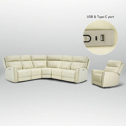 104 W Genuine Leather Power Sectional with Recliner Sofa Set with 3 Colors,Zero Gravity and 1 power armlesschair