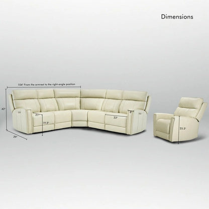 104 W Genuine Leather Power Sectional with Recliner Sofa Set with 3 Colors,Zero Gravity and 1 power armlesschair