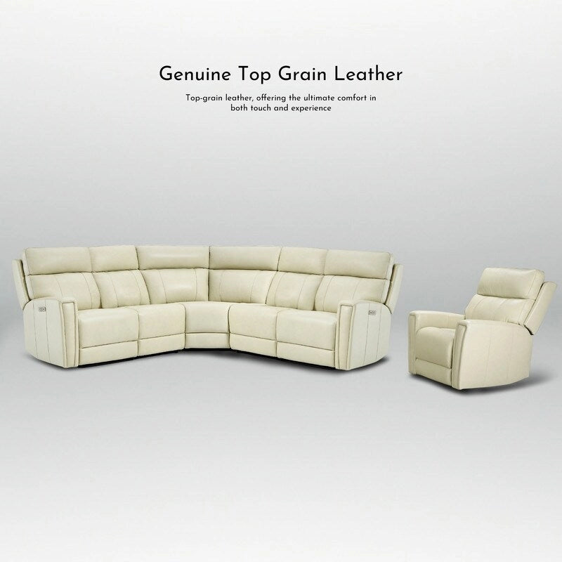 104 W Genuine Leather Power Sectional with Recliner Sofa Set with 3 Colors,Zero Gravity and 1 power armlesschair