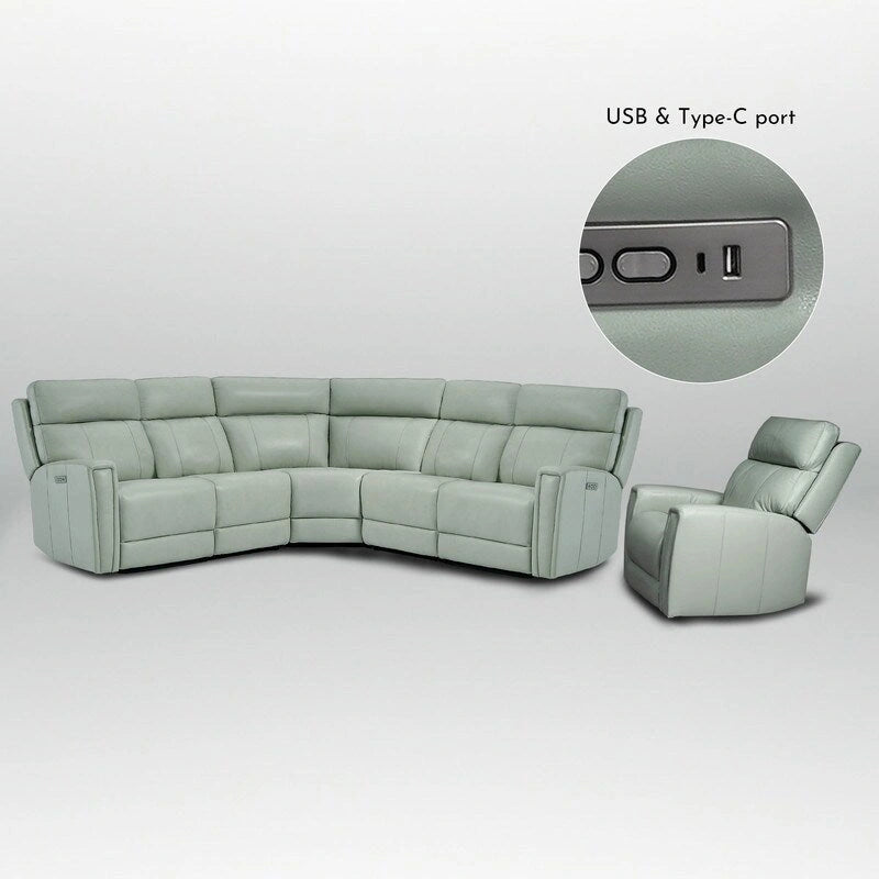 104 W Genuine Leather Power Sectional with Recliner Sofa Set with 3 Colors,Zero Gravity and 1 power armlesschair
