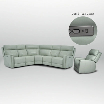 104 W Genuine Leather Power Sectional with Recliner Sofa Set with 3 Colors,Zero Gravity and 1 power armlesschair