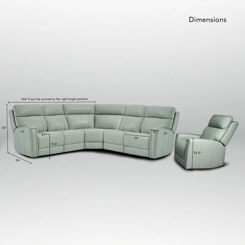 104 W Genuine Leather Power Sectional with Recliner Sofa Set with 3 Colors,Zero Gravity and 1 power armlesschair