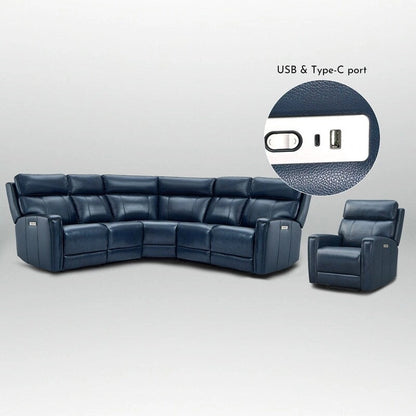 104 W Genuine Leather Power Sectional with Recliner Sofa Set with 3 Colors,Zero Gravity and 1 power armlesschair