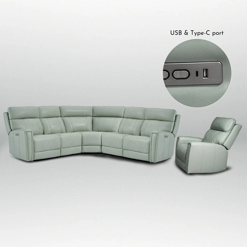 104 W Genuine Leather Power Sectional with Recliner Sofa Set with 3 Colors,Zero Gravity and 1 power armlesschair
