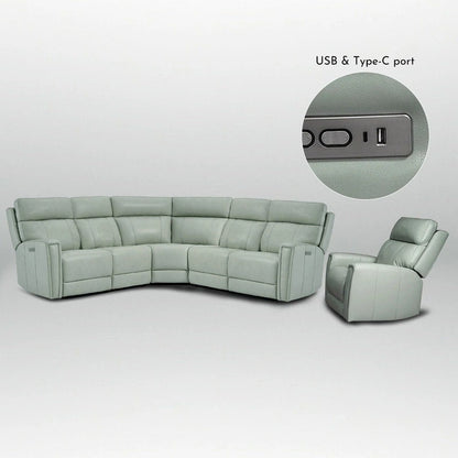104 W Genuine Leather Power Sectional with Recliner Sofa Set with 3 Colors,Zero Gravity and 1 power armlesschair