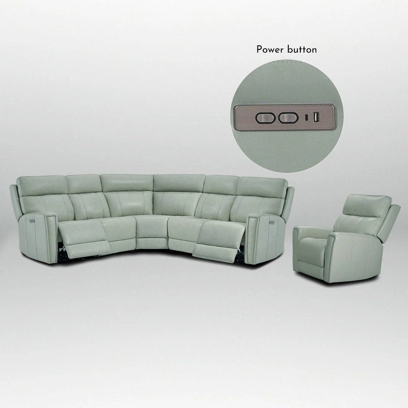 104 W Genuine Leather Power Sectional with Recliner Sofa Set with 3 Colors,Zero Gravity and 1 power armlesschair