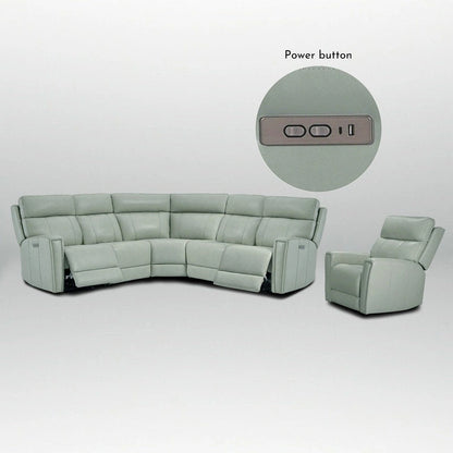 104 W Genuine Leather Power Sectional with Recliner Sofa Set with 3 Colors,Zero Gravity and 1 power armlesschair